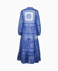 0039 Italy Maxi Jurk Mila Long 212344 Blauw Dessin*Dames Jurken