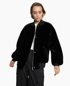 Alix The Label Bomberjack Ladies Woven Oversized Velvet Zwart*Dames Jassen