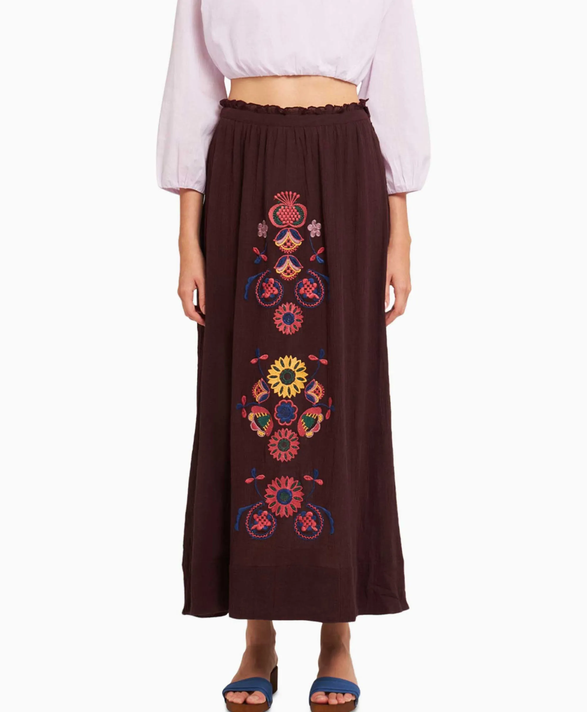 Antik Batik Maxi Rok Magoo1Ski Bruin*Dames Rokken