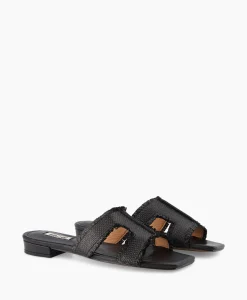 Bibi Lou Sandaal Zonder Hak Rafia Zwart*Dames Sandalen