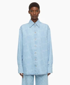 Closed Blouse Boxy Long Sleeve Licht Blauw*Dames Blouses