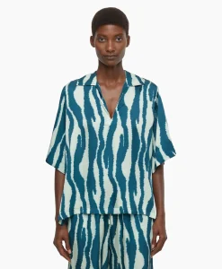 Closed Blouse Short Sleeve Blauw*Dames Blouses