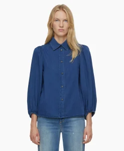 Closed Blouse Voluminous Sleeve Donker Blauw*Dames Blouses