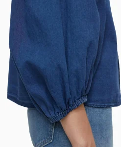 Closed Blouse Voluminous Sleeve Donker Blauw*Dames Blouses