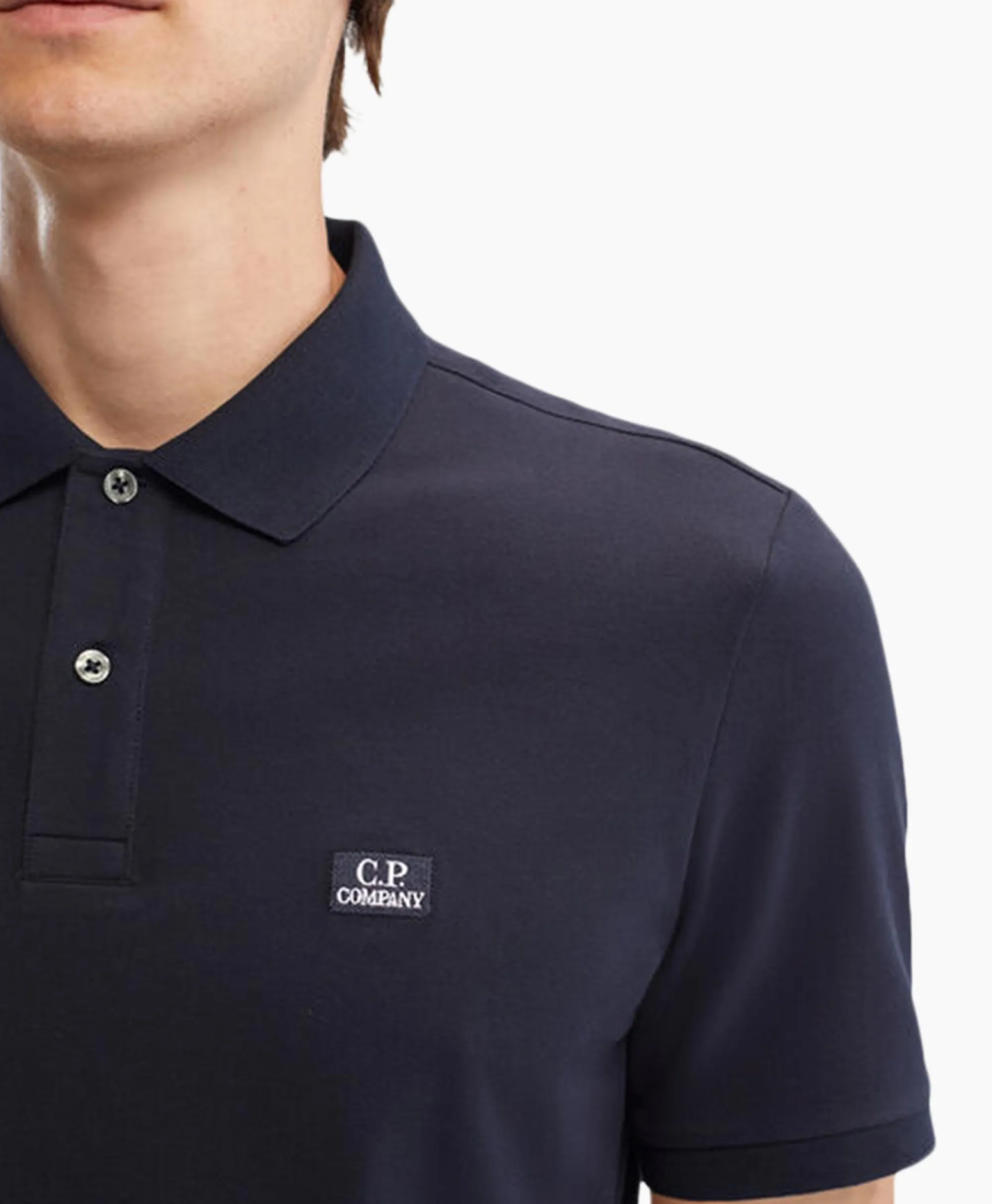 Cp Company Polo Stretch Piquet Regular Donker Blauw*Heren Polo's