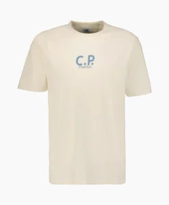 Cp Company T-Shirt Natural Jersey Ecru*Heren T-Shirts