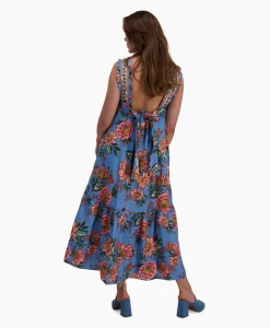 Farm Rio Maxi Jurk Wonderful Bouquet Blue Sleeveless Blauw*Dames Bruiloftskleding