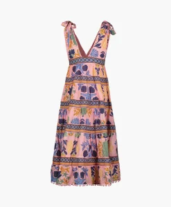 Farm Rio Midi Jurk Seashell Tapestry Pink Rose*Dames Bruiloftskleding