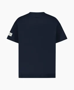 Flâneur Flaneur T-Shirt Korte Mouw Atelier Sleeve Amblem Donker Blauw*Heren T-Shirts