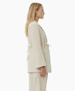 Ganni Blazer Textured Suiting Tiestring Beige*Dames Blazers