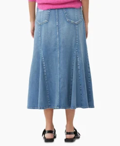 Ganni Midi Rok Tint Denim Peplum Blauw*Dames Rokken