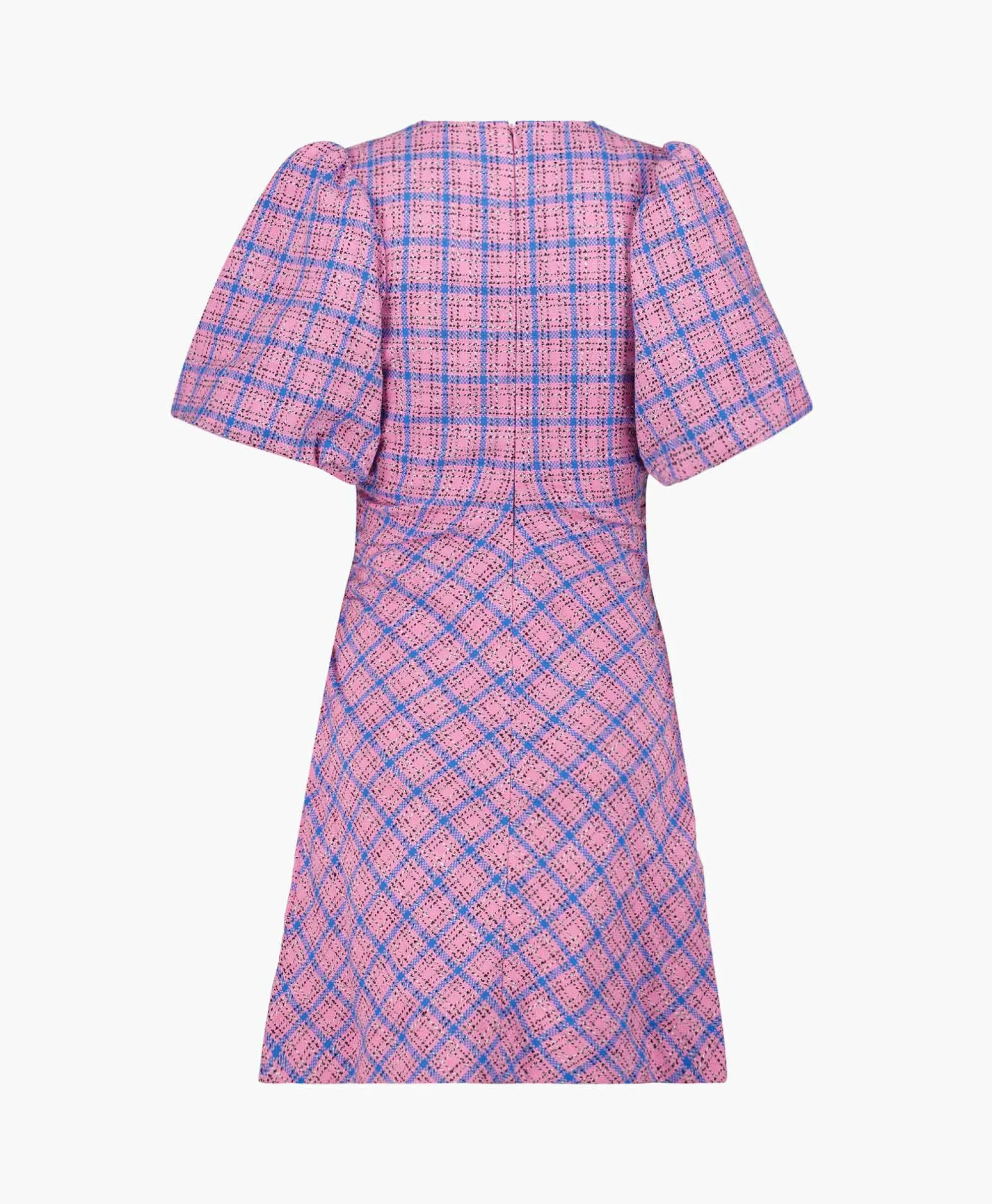 Ganni Mini Jurk Check Suiting Dress Pink*Dames Jurken