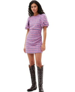 Ganni Mini Jurk Check Suiting Dress Pink*Dames Jurken