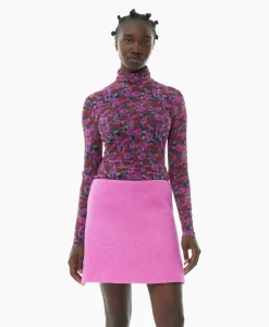 Ganni Top Printed Mesh Long Sleeve Roze*Dames T-Shirts & Tops