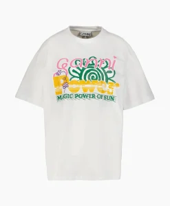 Ganni T-Shirt Korte Mouw Future Heavy Jersey Sun Short S Wit*Dames T-Shirts & Tops