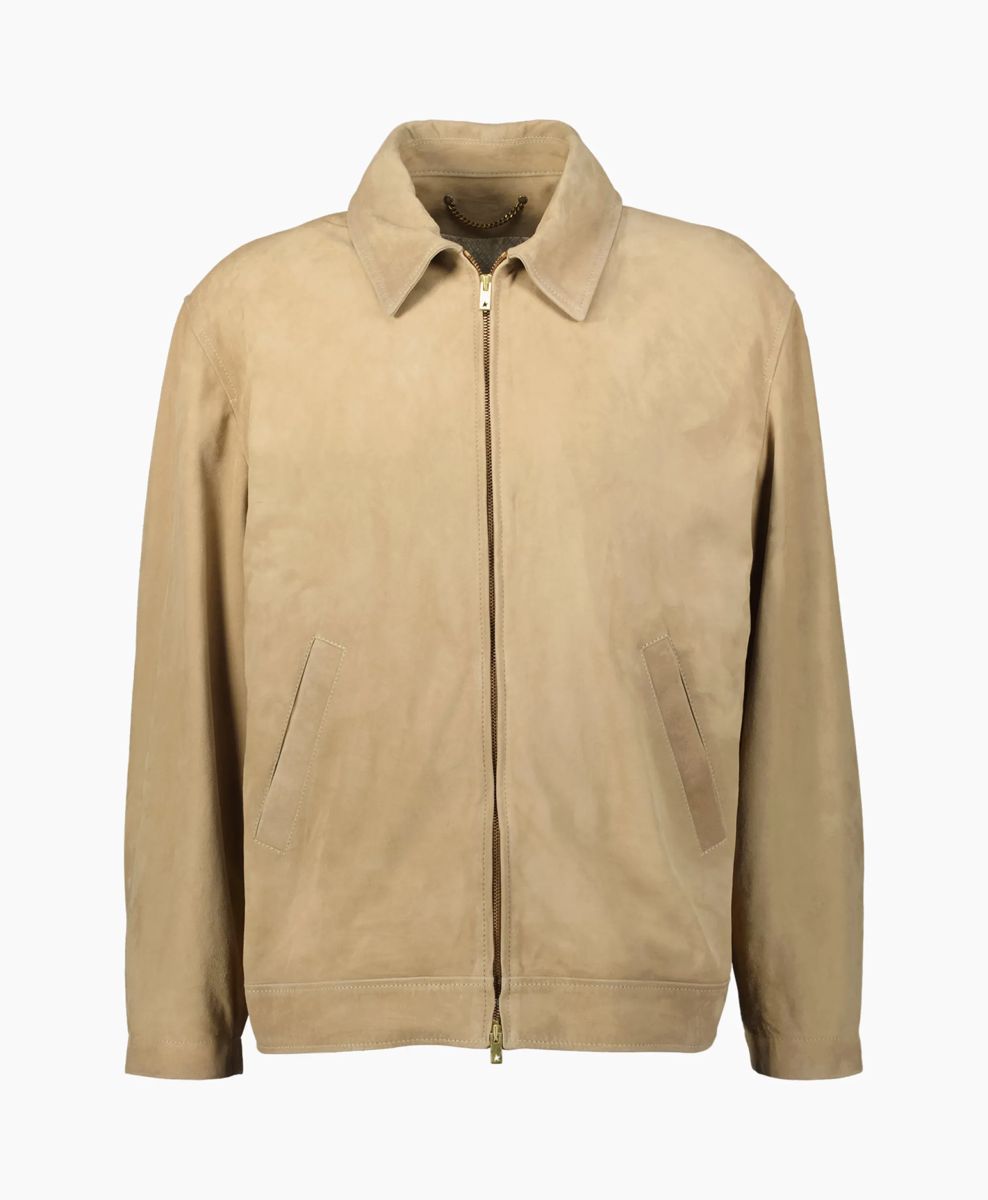 Golden Goose Jack Journey M's Full Zip Coach Waxed Leather Taupe*Heren Jassen