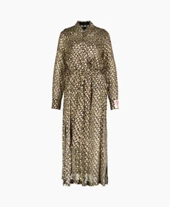 Golden Goose Midi Jurk Golden W's Chemisier Leopard Print Fil C Beige*Dames Jurken
