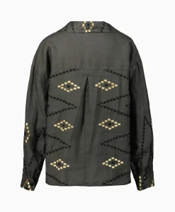 Greek Archaic Kori Blouse Wrap Zig Zag Khaki*Dames Blouses