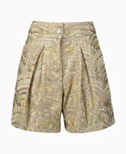 Greek Archaic Kori Korte Broek All Over Pleates Licht Grijs*Dames Broeken