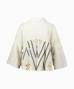 Greek Archaic Kori Top Zig Zag Pleates Ivoor / Naturel*Dames T-Shirts & Tops