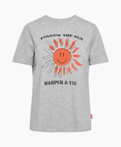 Harper & Yve Harper & Yve T-Shirt Korte Mouw Smiley-Ss Grijs*Dames T-Shirts & Tops