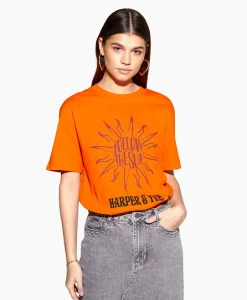 Harper & Yve Harper & Yve T-Shirt Korte Mouw Followthesun-Ss Oranje*Dames T-Shirts & Tops