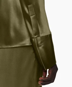 Joseph Blouse Brunel Silk Satin Olijf*Dames Blouses