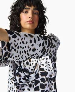 Joseph Ribkoff Blouse Lange Mouw Print Wikkel Zwart Dessin*Dames Blouses