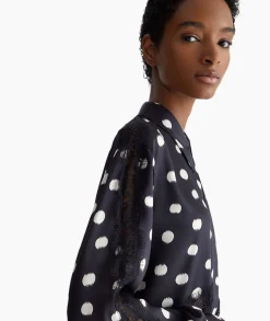 Liu Jo Blouse Escamicia C/Dettagali In Pizzo Zwart*Dames Blouses