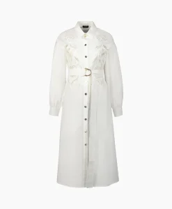 Liu Jo Midi Jurk Chemisier Logato C/Cintura Wit*Dames Jurken