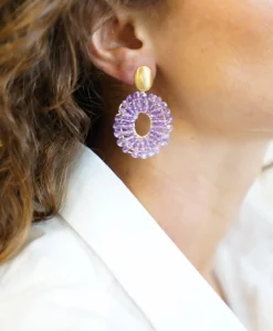 Lott. Gioielli Oorbellen Ce Si Filled Oval Double Paars*Dames Sieraden