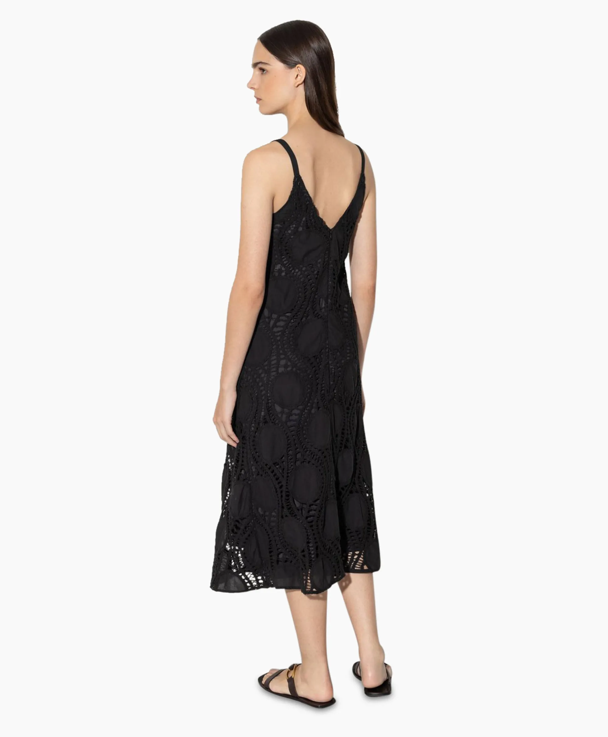 Luisa Cerano Midi Jurk 798490/3619-0 Zwart Dessin*Dames Jurken