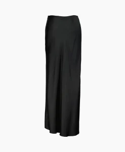 Róhe Rohe Midi Rok Long Satin Zwart*Dames Rokken