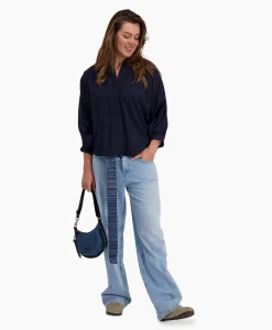 Sea Me Happy Blouse Balloon Donker Blauw*Dames Blouses