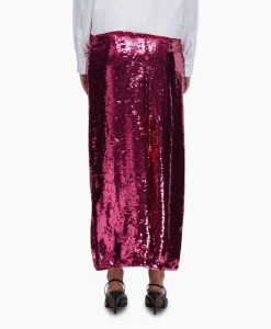 Selected Femme Rok Omina Hw Ankle Sequins Skirt B Pink*Dames Rokken