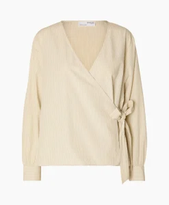 Selected Femme Top Millie Ls Striped Wrap B Goud*Dames T-Shirts & Tops