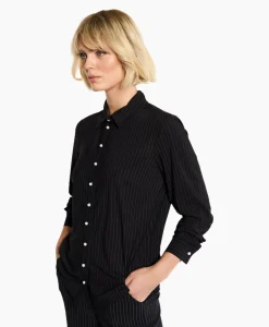 Studio Anneloes Blouse Bobby Pearl Pinstripe Zwart Dessin*Dames Blouses