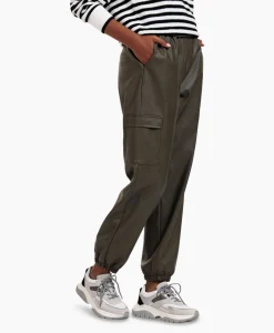 Studio Anneloes Broek Evi Leather Cargo Trousers Bruin Dessin*Dames Broeken