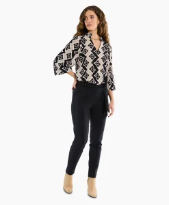Studio Anneloes Broek Katlyn Shiny Bnd Trousers Zwart*Dames Broeken