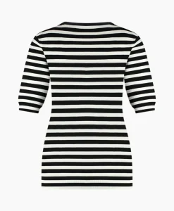 Studio Anneloes Pullover Luna Stripe Short Slv Zwart Dessin*Dames Truien