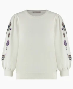 Studio Anneloes Pullover Hollie Embroidery Ecru*Dames Truien