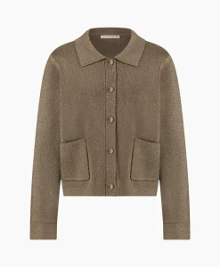 Studio Anneloes Vest Imke Lurex Cardigan Bruin Dessin*Dames Vesten