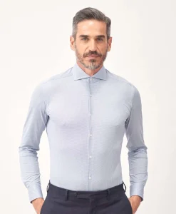 Xacus Active Shirt Midden Blauw*Heren Overhemden