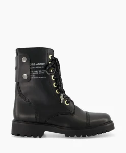 Zadig & Voltaire Zadig & Voltaire Enkellaars Joe Smooth Cowskin + Side Prin Zwart*Dames Laarzen