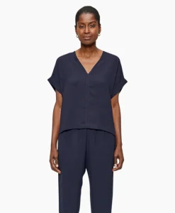 Zenggi Top Fluid V-Neck Donker Blauw*Dames T-Shirts & Tops